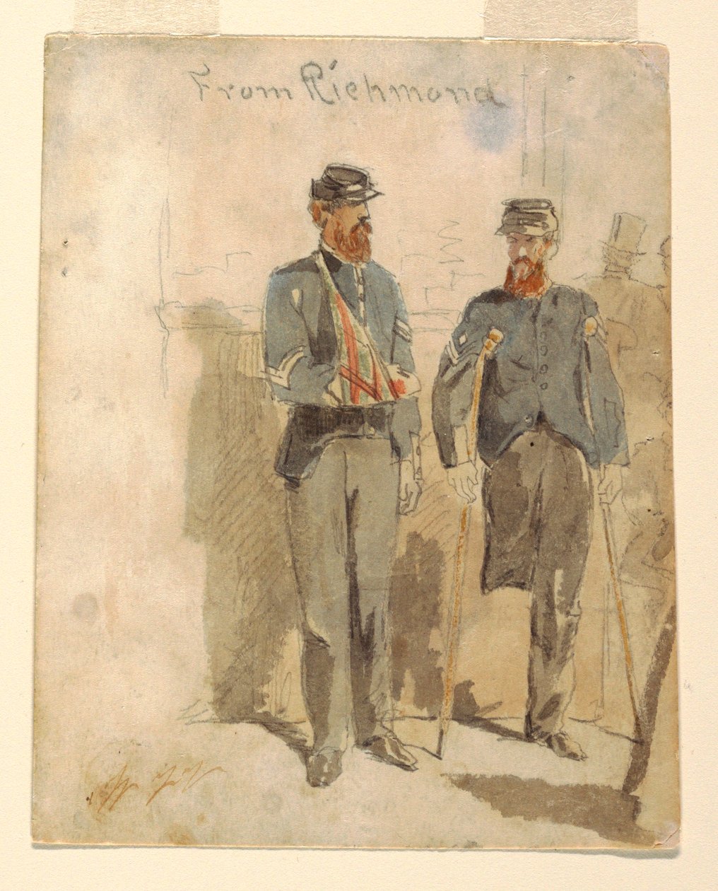 Kresba "Z Richmondu"; Dva zranění vojáci, 1862 od Winslow Homer