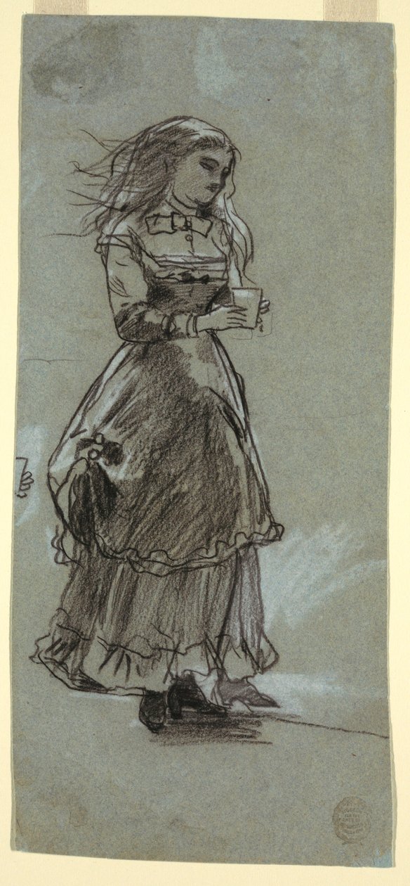 Kresba, Dívka držící sklenici na pití, pravděpodobně 1869 od Winslow Homer