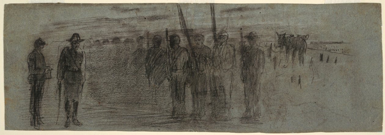 Kresba, důstojník a pomocník při inspekci eskadry, pravděpodobně 1864 od Winslow Homer