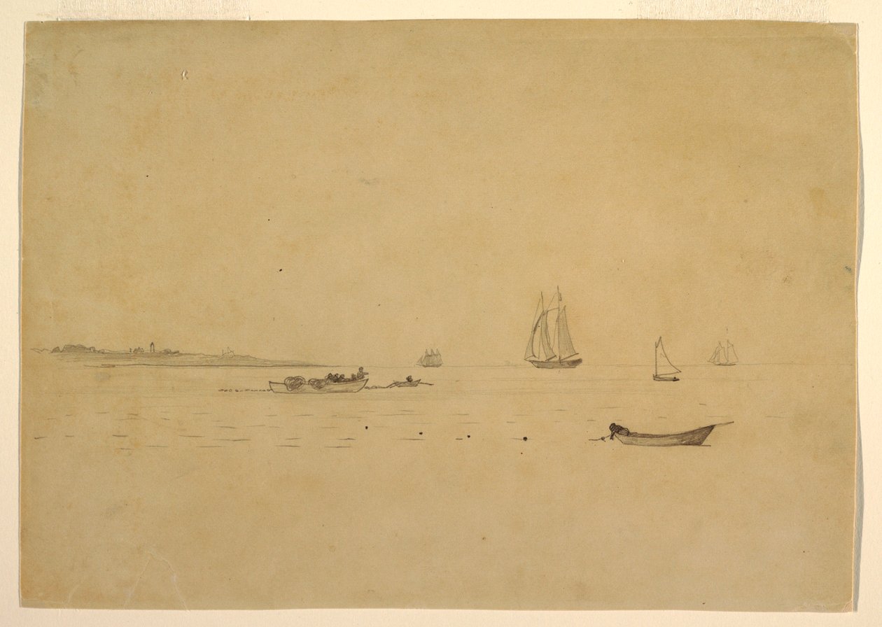 Kresba, Bod pevniny s majákem, asi 1880 od Winslow Homer
