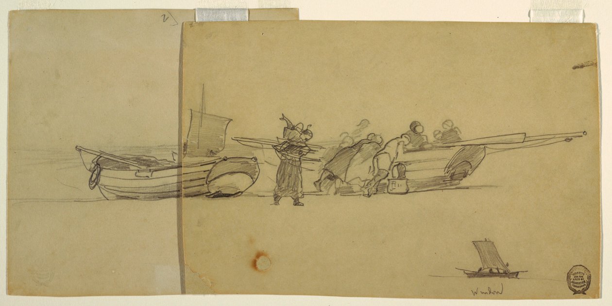 Kresba, část rybářské lodi, Anglie, 1881-82 od Winslow Homer