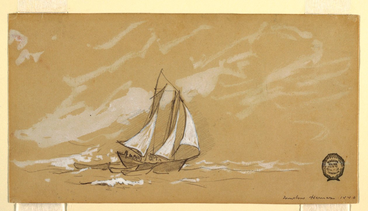 Kresba, Škuner se třemi loděmi, 1880 od Winslow Homer