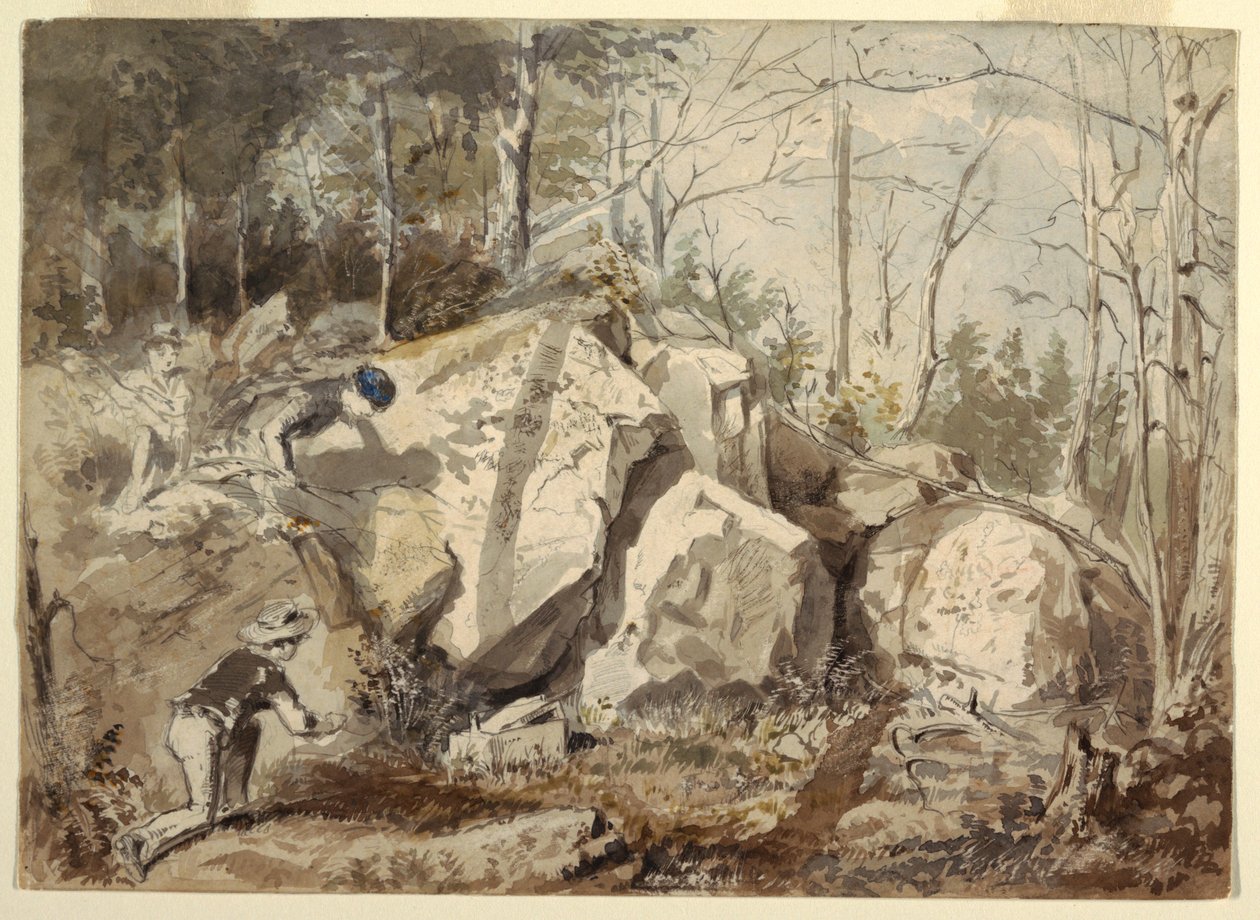 Kresba, Kladení pasti na veverky, asi 1855 od Winslow Homer