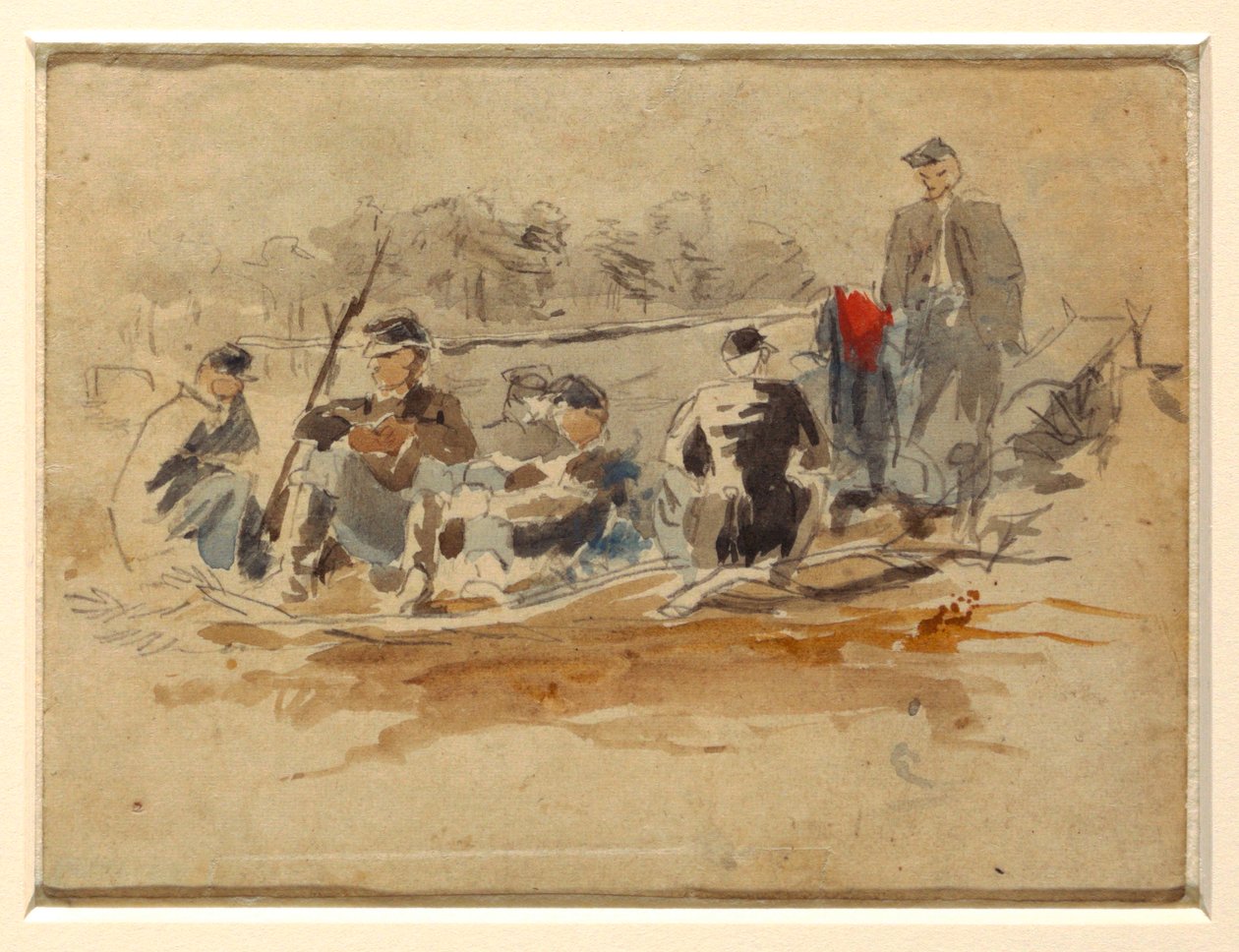 Kresba, Vojáci sedící ve skupině, 1862 od Winslow Homer