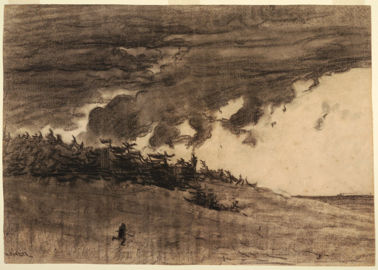 Kresba, Přicházející bouře (pobřeží se zataženou oblohou), pravděpodobně 1884 od Winslow Homer