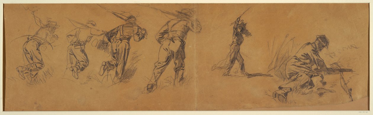 Kresba, Studie vojáků, 1863-65 od Winslow Homer
