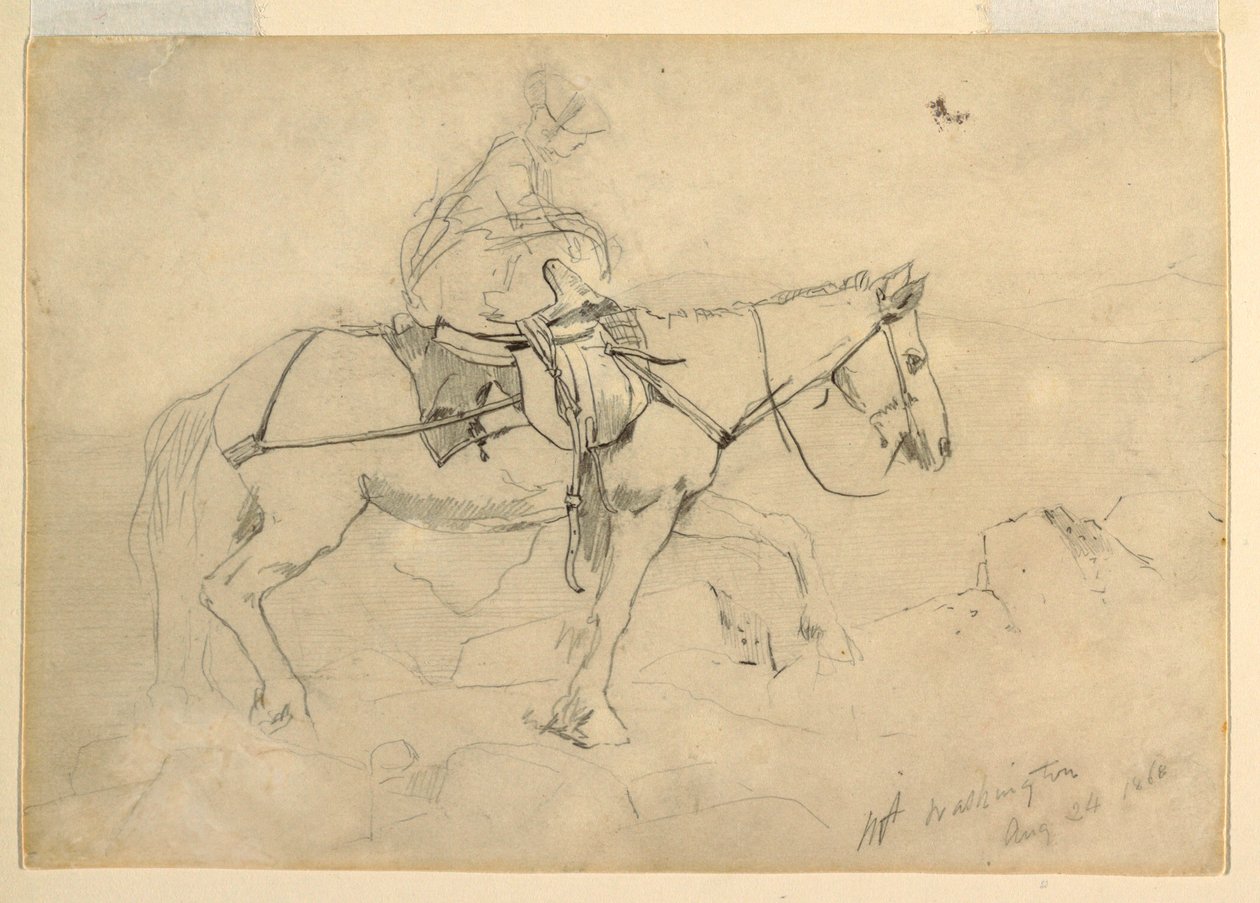 Kresba, studie k filmu "Bridle Path, White Mountains", 24. srpna 1868 od Winslow Homer