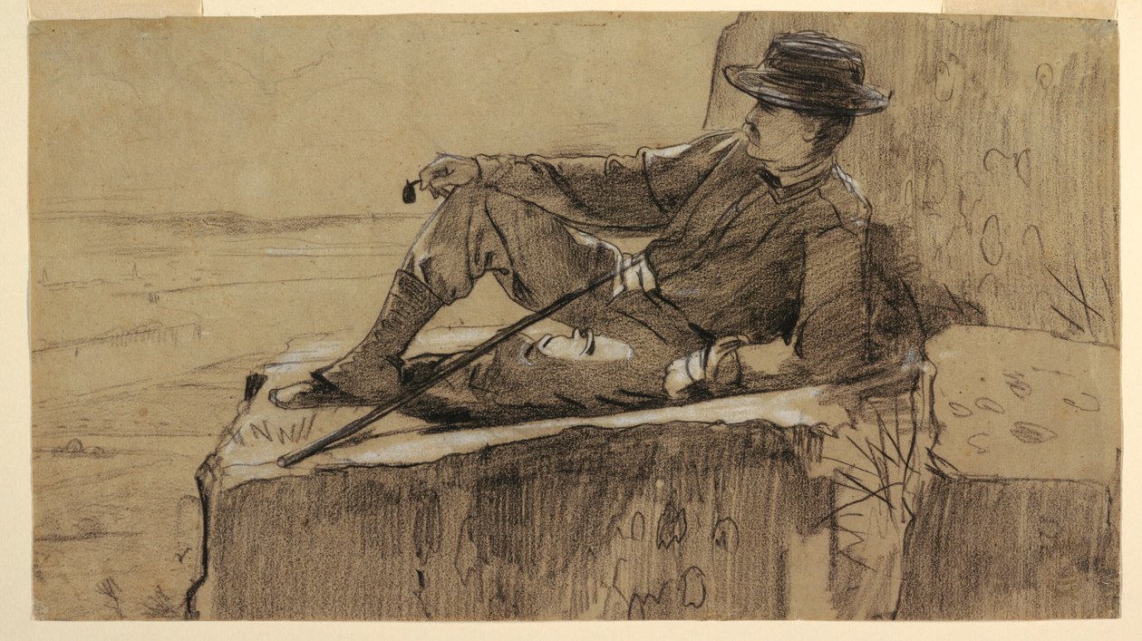 Kresba, studie k "Odpočívajícímu horolezci", 1868-69 od Winslow Homer