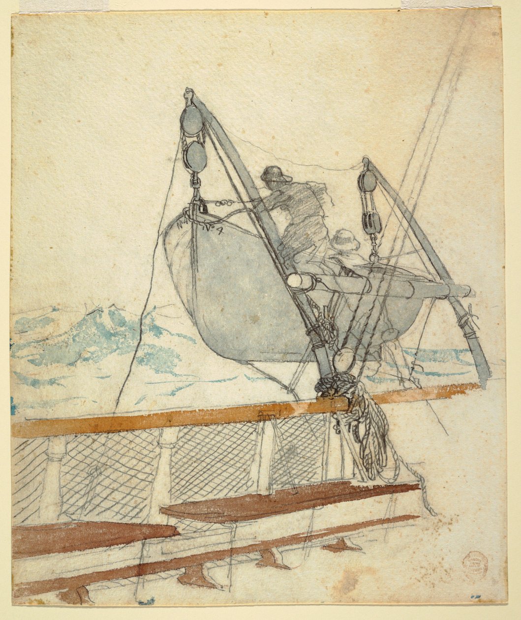 Kresba, studie k filmu "Signál tísně", 1881 od Winslow Homer