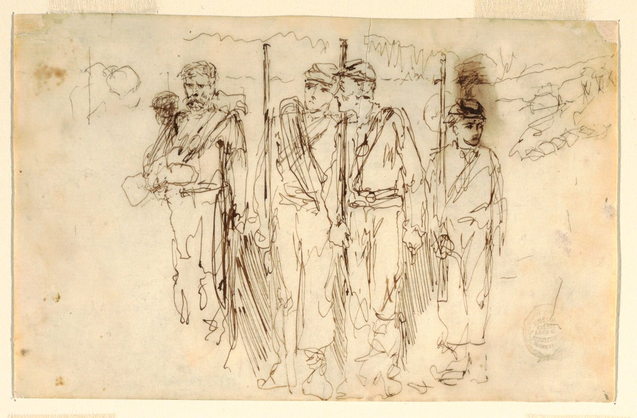 Kresba, Kráčející ranění, 1861-62 od Winslow Homer