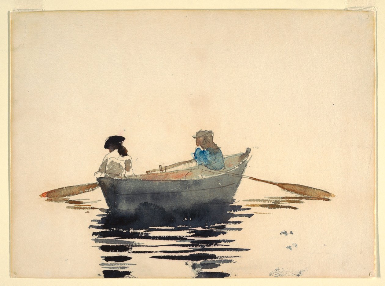 Kresba, Dvě dívky ve člunu, 1876-80 od Winslow Homer