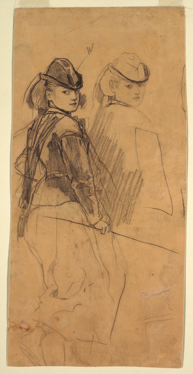 Kresba, Dvě studie mladé dívky, která se dívá přes rameno, asi 1862 od Winslow Homer