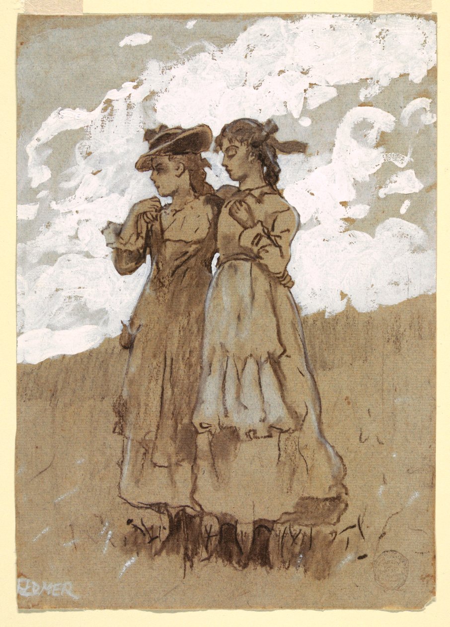 Kresba, Dvě mladé dívky, 1878-79 od Winslow Homer
