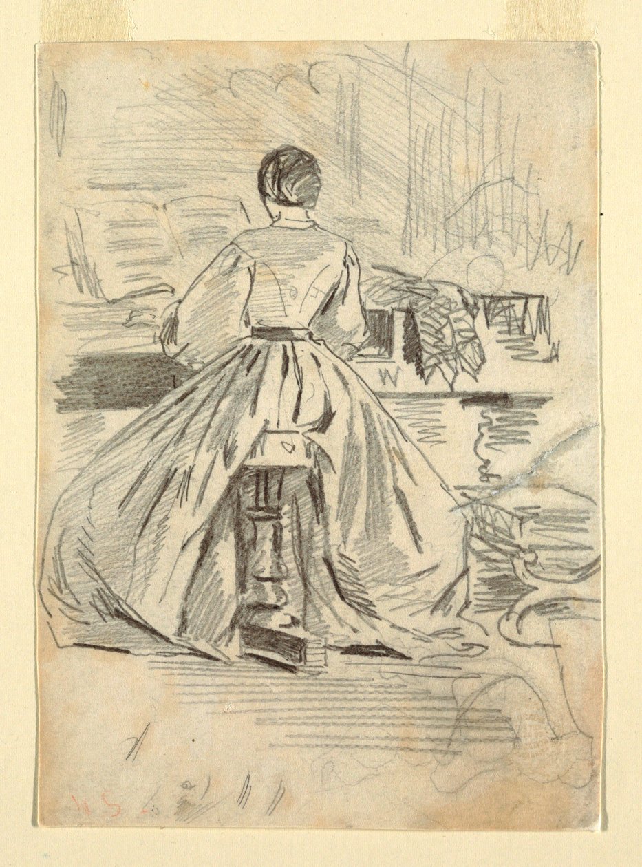 Kresba, Žena u klavíru, 1862 od Winslow Homer