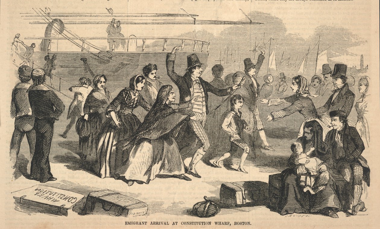 Příjezd emigrantů do přístaviště Constitution Wharf v Bostonu, z Ballouova obrázkového časopisu Drawing-Room Companion, 31. října 1857 od Winslow Homer