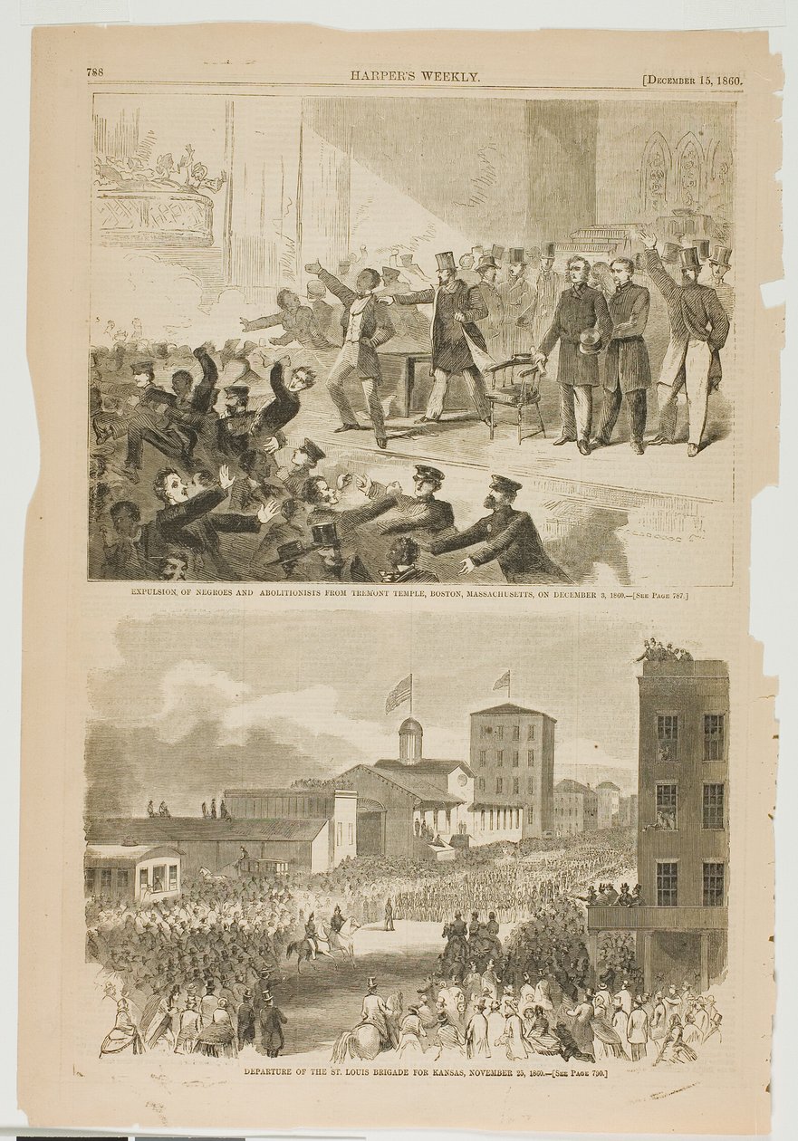 Vyhnání černochů a abolicionistů z Tremont Temple v Bostonu, Massachusetts, 3. prosince 1860 od Winslow Homer