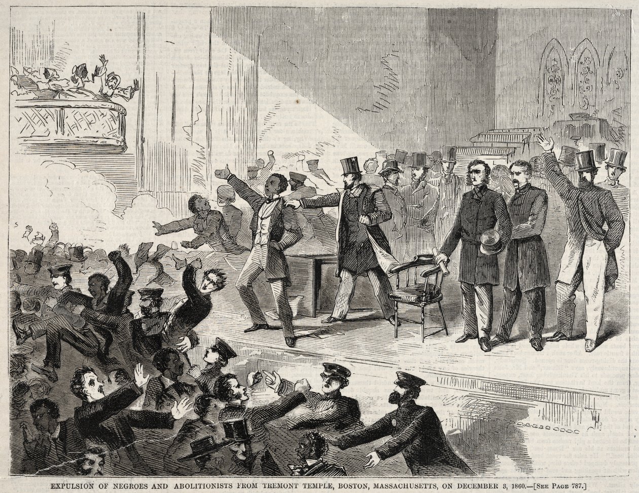 Vyhoštění černochů a abolicionistů z Tremont Temple, Boston, Massachusetts..., 1860. od Winslow Homer