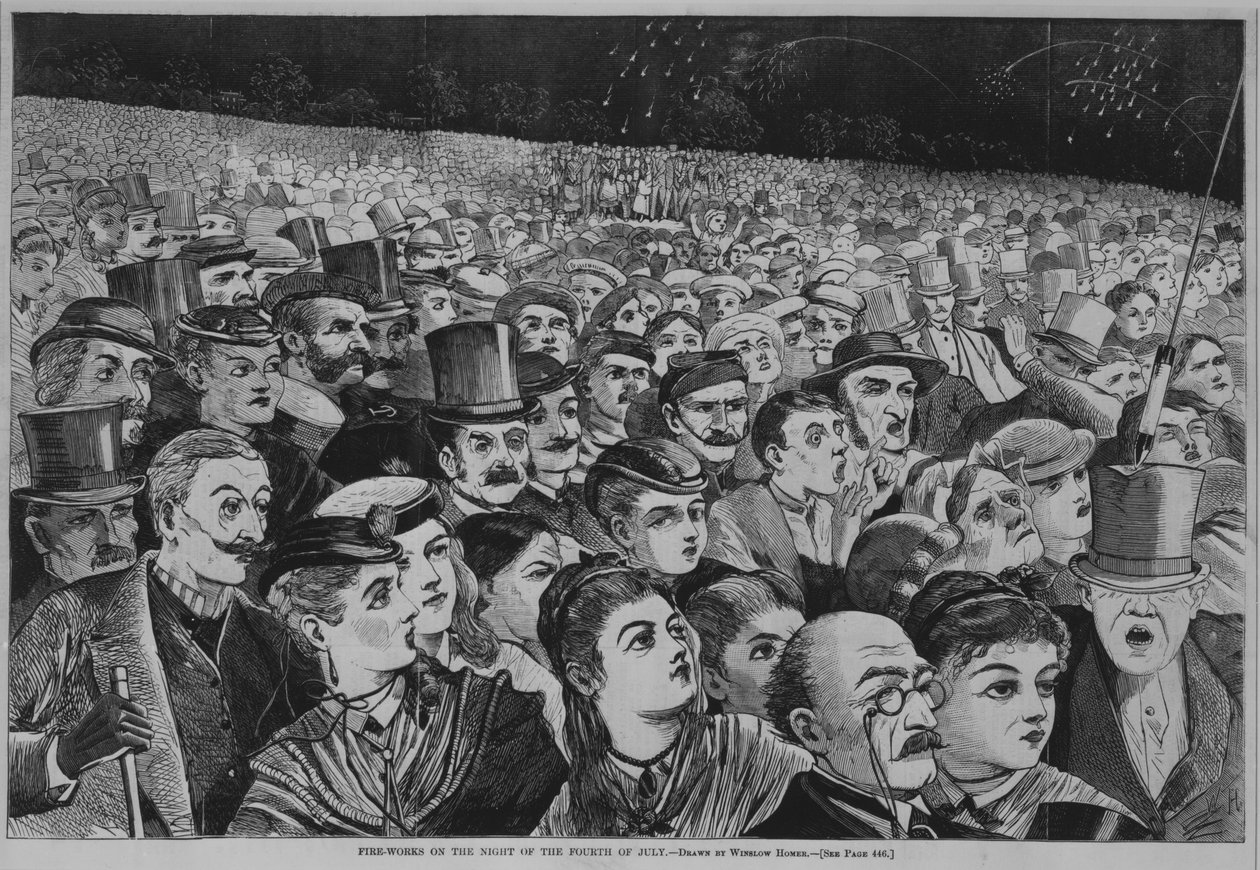 Ohňostroj v noci čtvrtého července 1868 (dřevoryt) od Winslow Homer