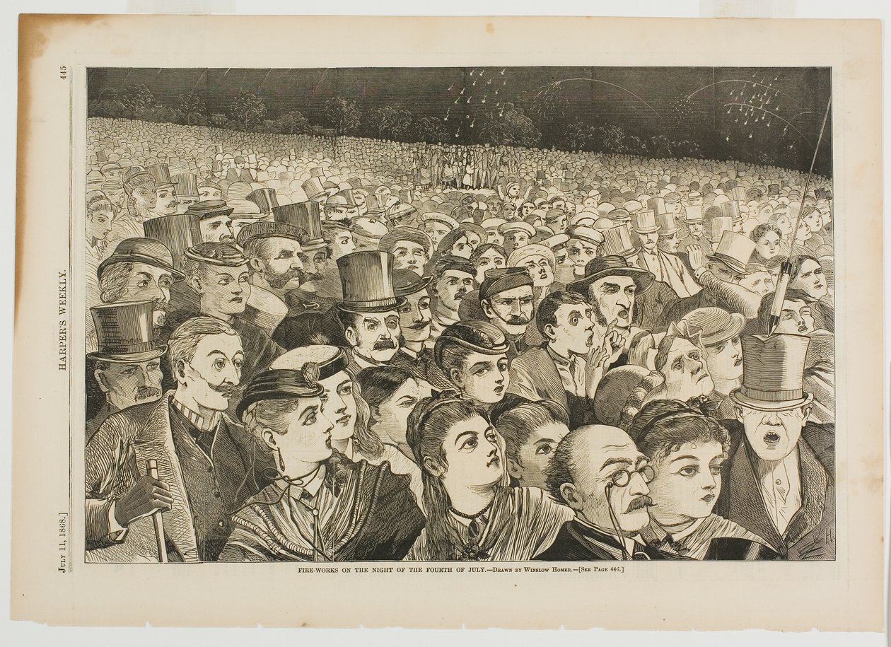 Ohňové práce v noci ze 4. na 5. července od Winslow Homer