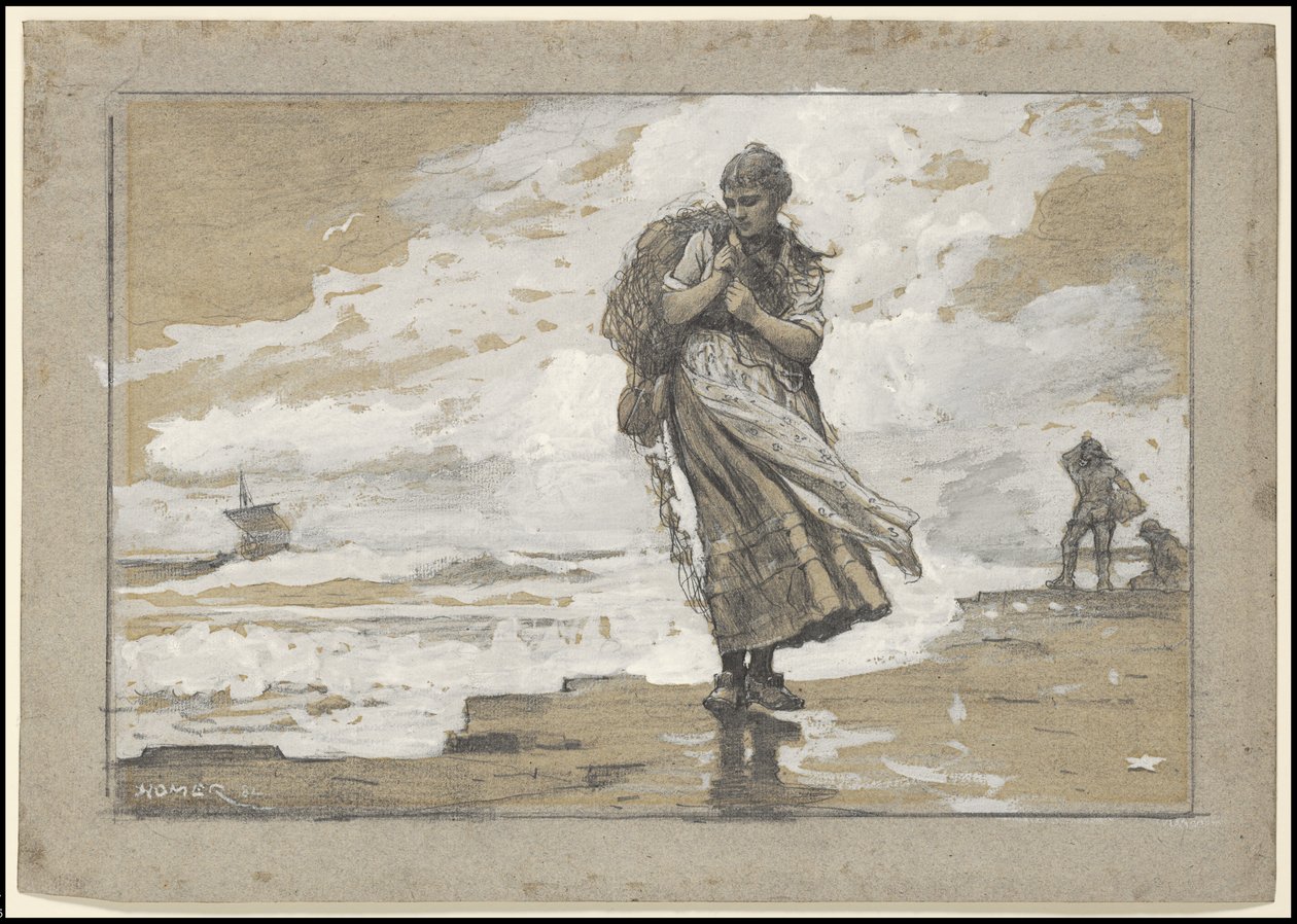 Fisher Girl with Net, 1882 od Winslow Homer
