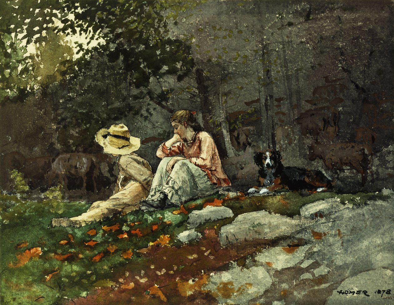 Stádo ovcí, farma Houghton, 1878 od Winslow Homer
