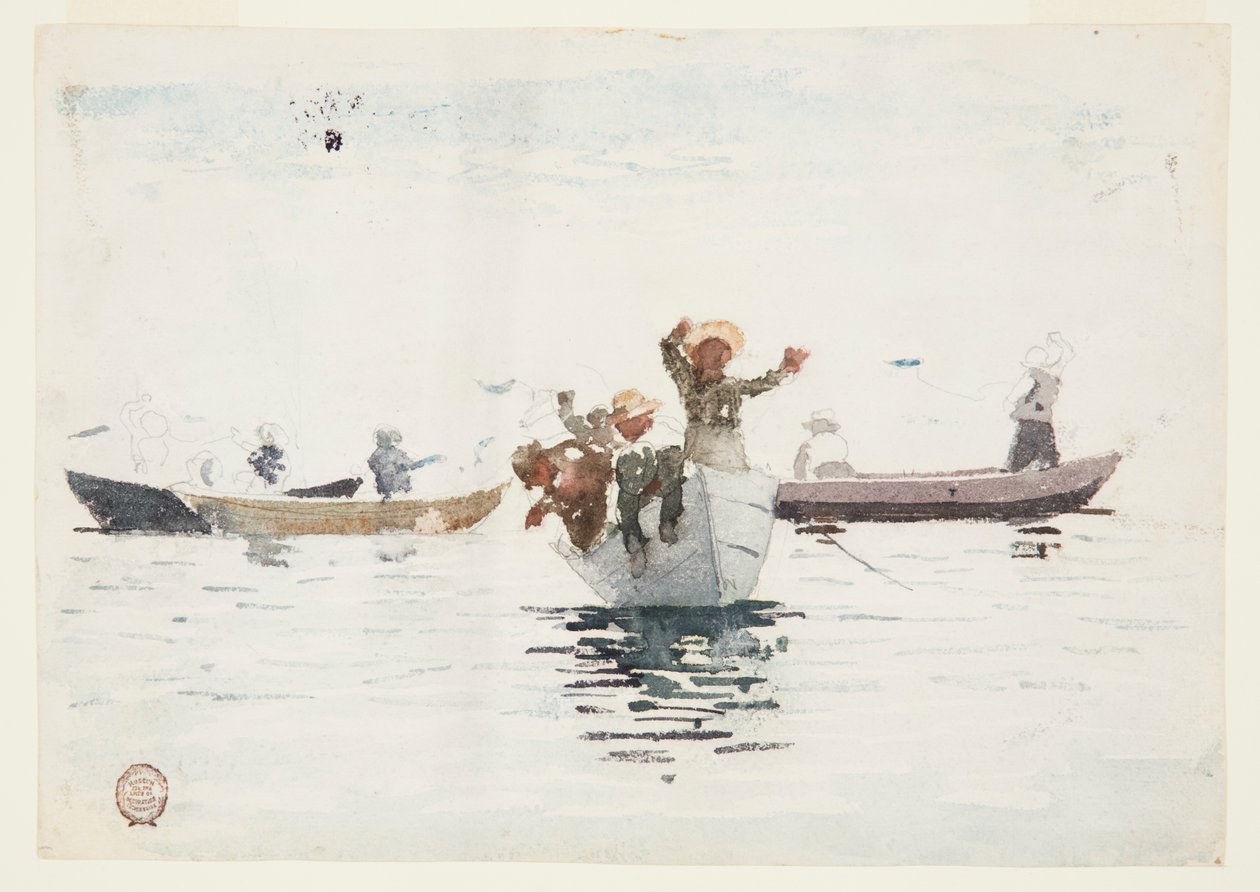 Čtyři veslice s dětmi od Winslow Homer
