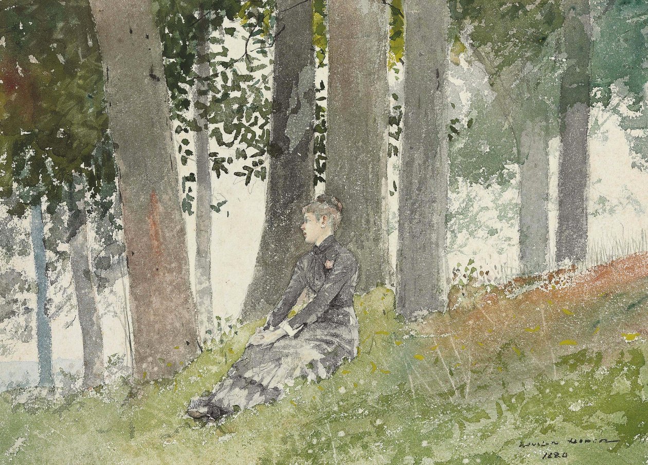 Dívka sedící v háji od Winslow Homer