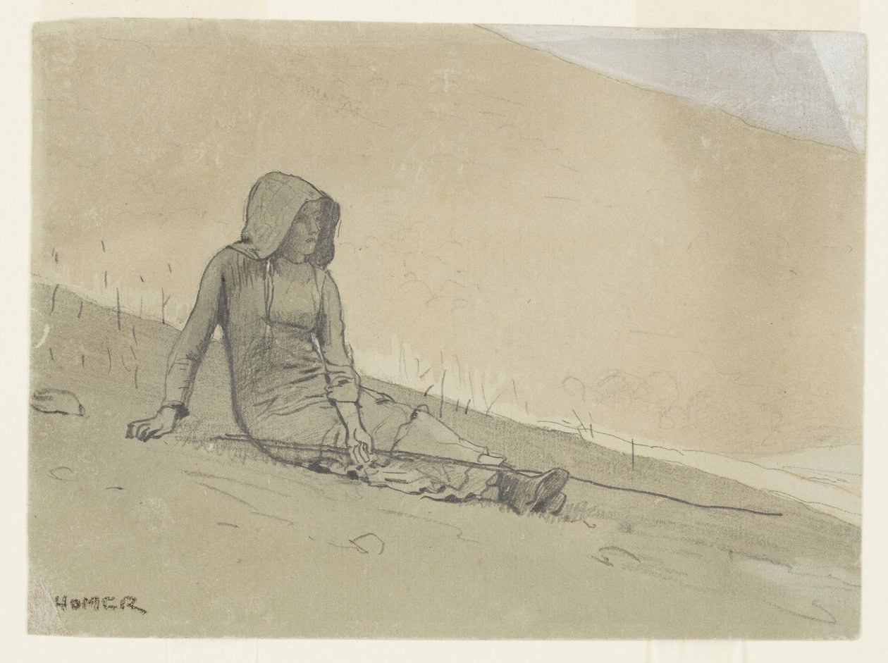 Dívka sedící na svahu od Winslow Homer