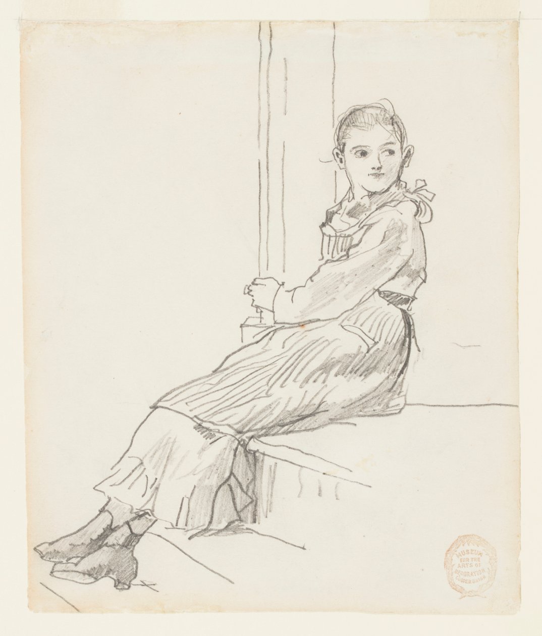 Dívka sedící na schodu verandy od Winslow Homer