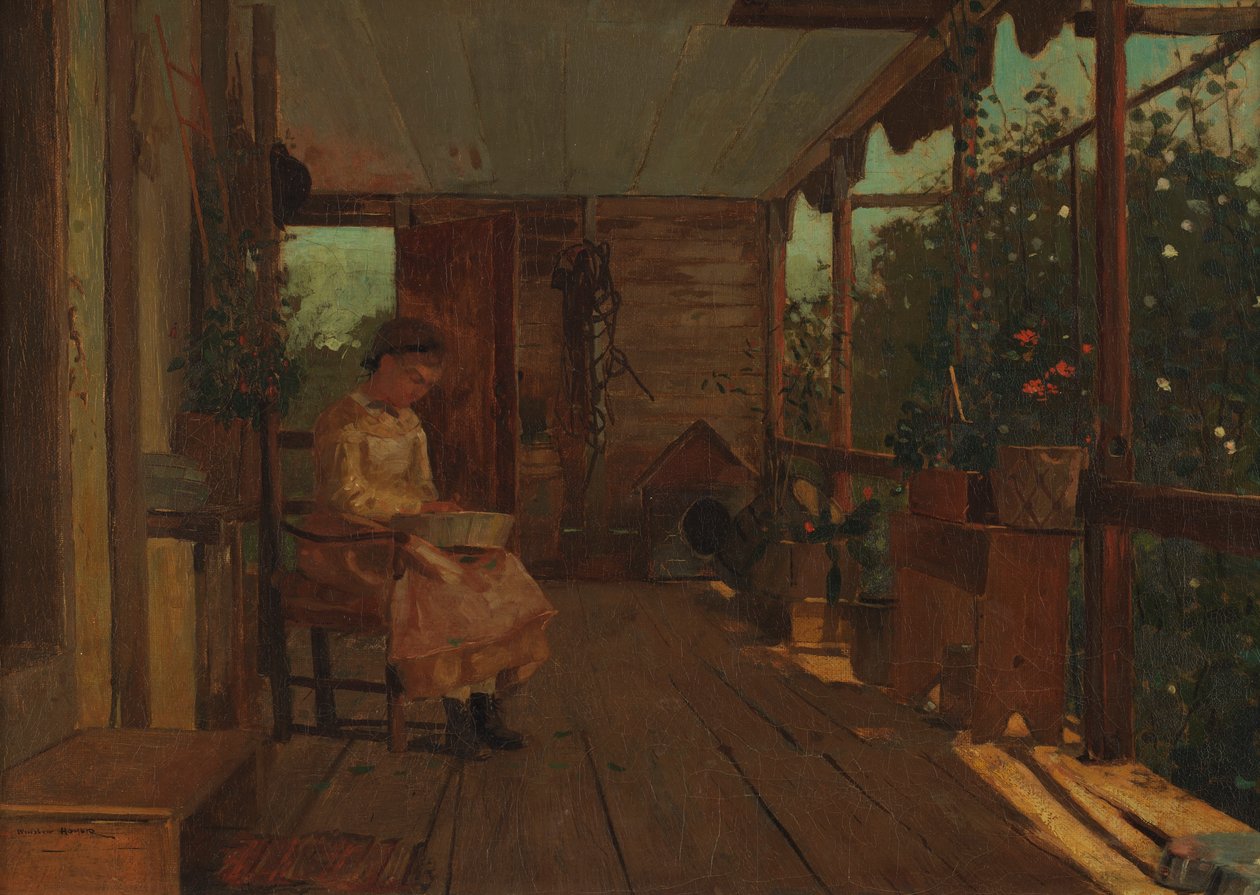 Dívka loupání hrách od Winslow Homer