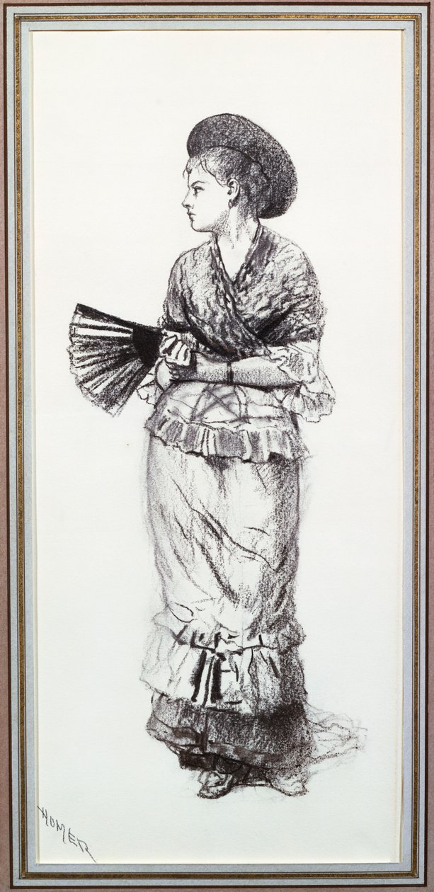 Dívka s ventilátorem (uhlí na papíře) od Winslow Homer