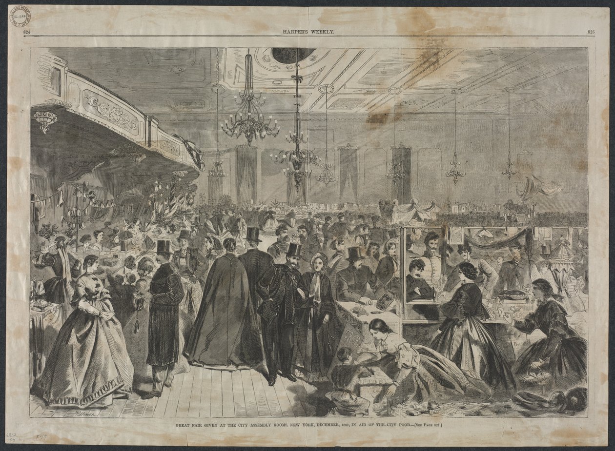 Velký veletrh pořádaný v prosinci 1861 v New Yorku na podporu městských chudých. od Winslow Homer