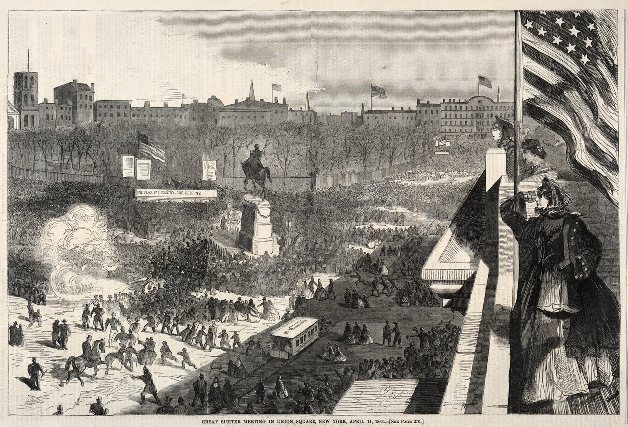 Velké shromáždění na počest Sumtera na Union Square v New Yorku, 11. dubna 1863 od Winslow Homer