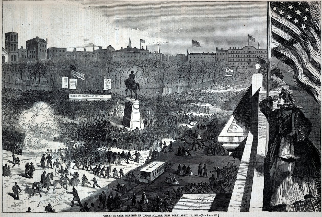 Velké sumterské shromáždění na Union Square v New Yorku, 11. dubna, z Harper