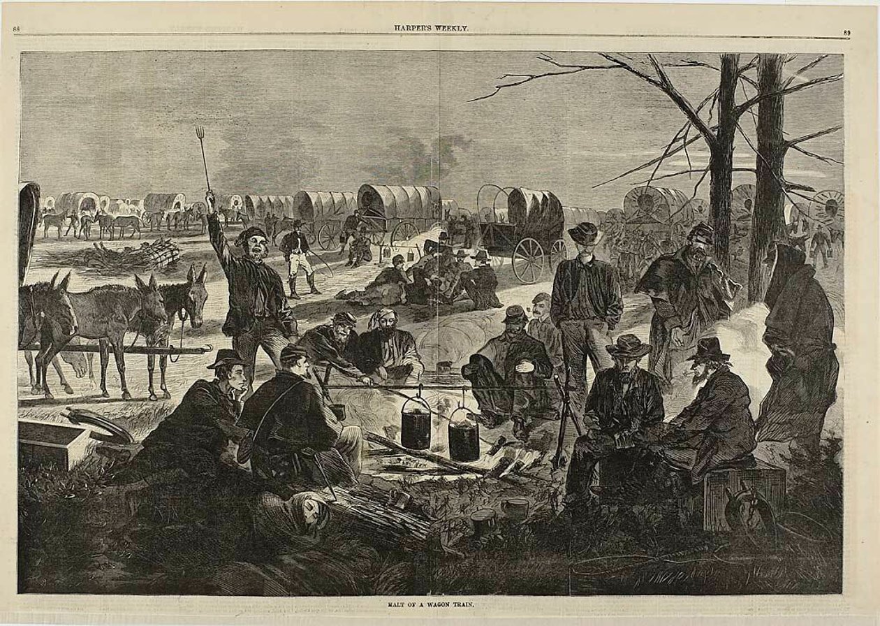 Zastavení vlaku s vagóny od Winslow Homer