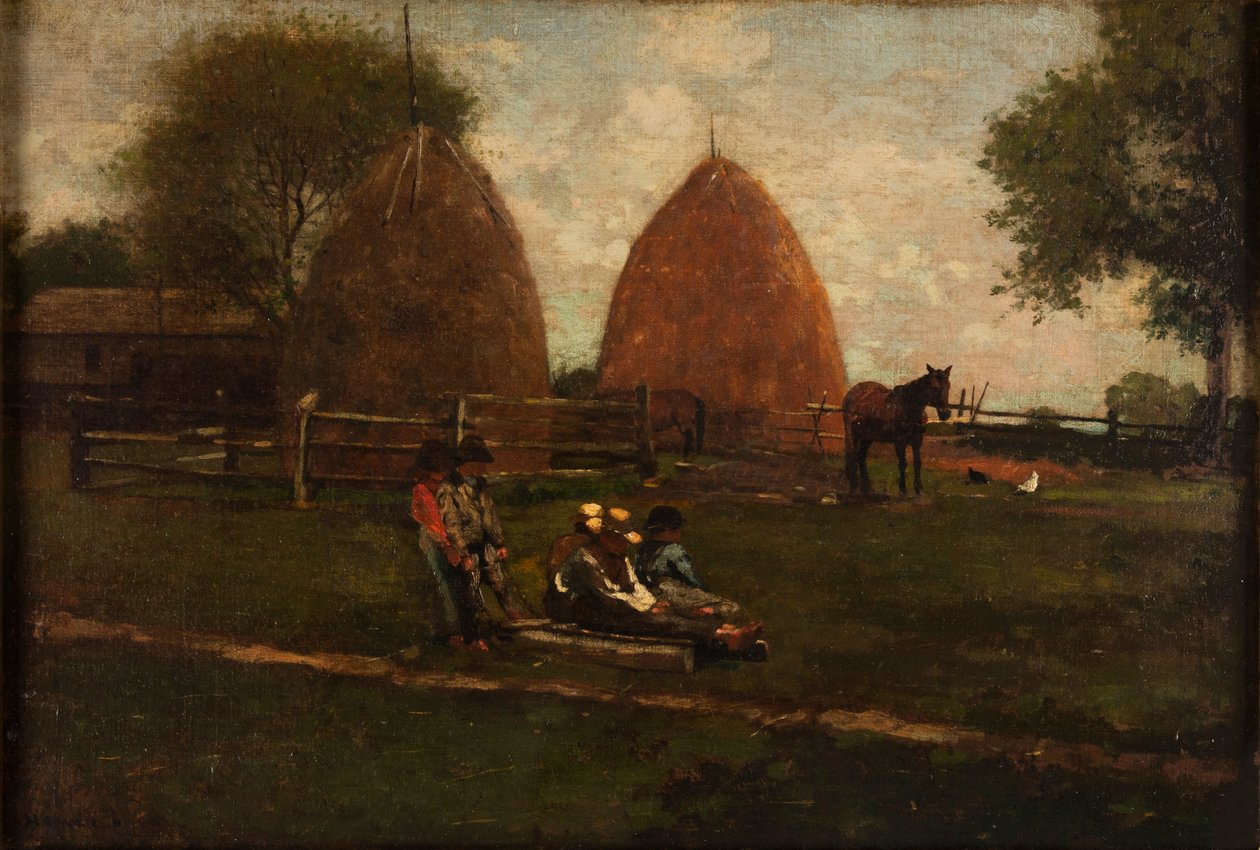 Kupky sena a děti, 1874. od Winslow Homer