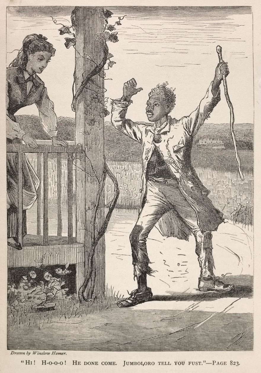 "Ahoj! H-O-O-O!  Přišel.  Jumboloro ti to řekne první." od Winslow Homer