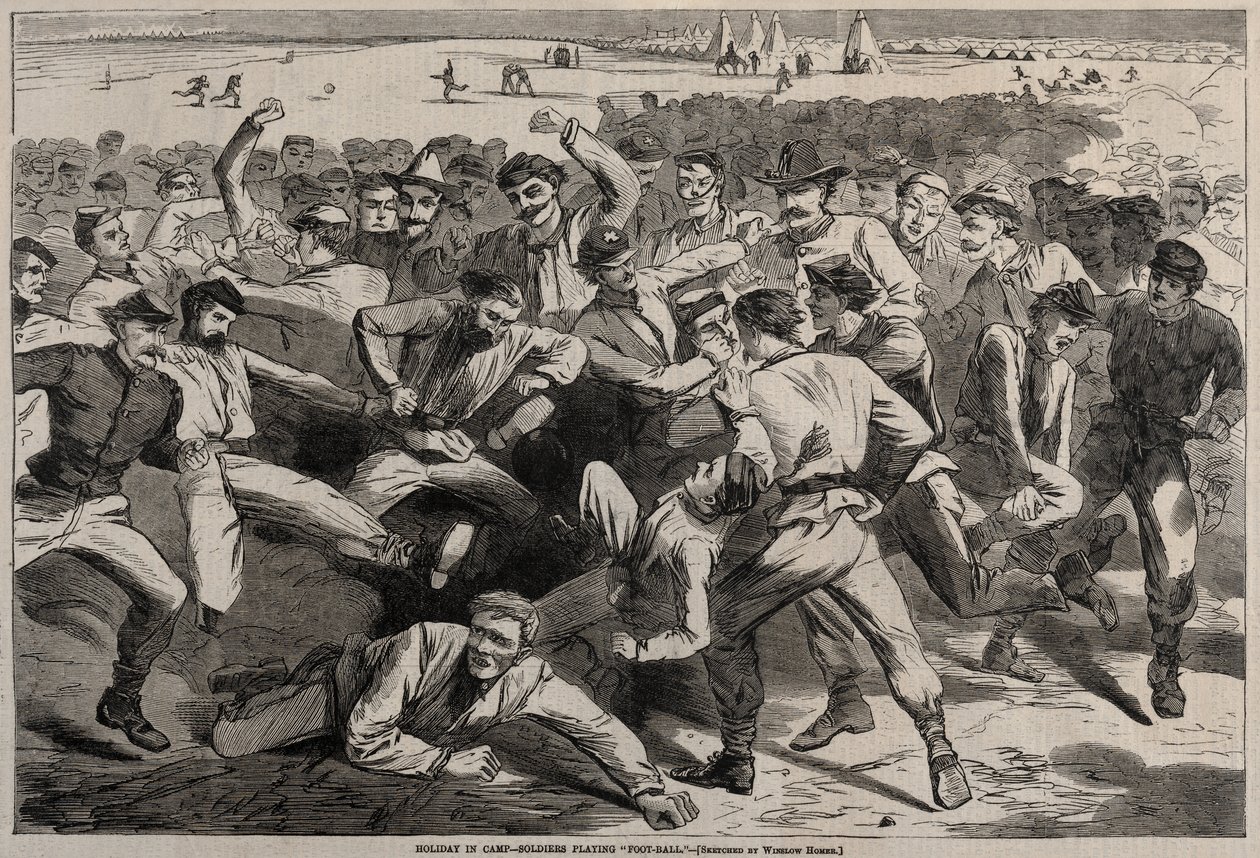 Dovolená v táboře - Vojáci hrající „fotbal“ od Winslow Homer