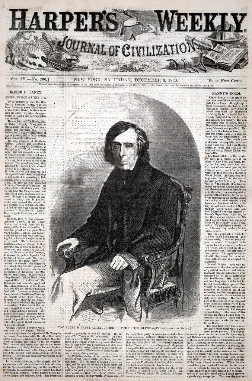 Ctihodný Roger B. Taney, předseda Nejvyššího soudu Spojených států, z Harper