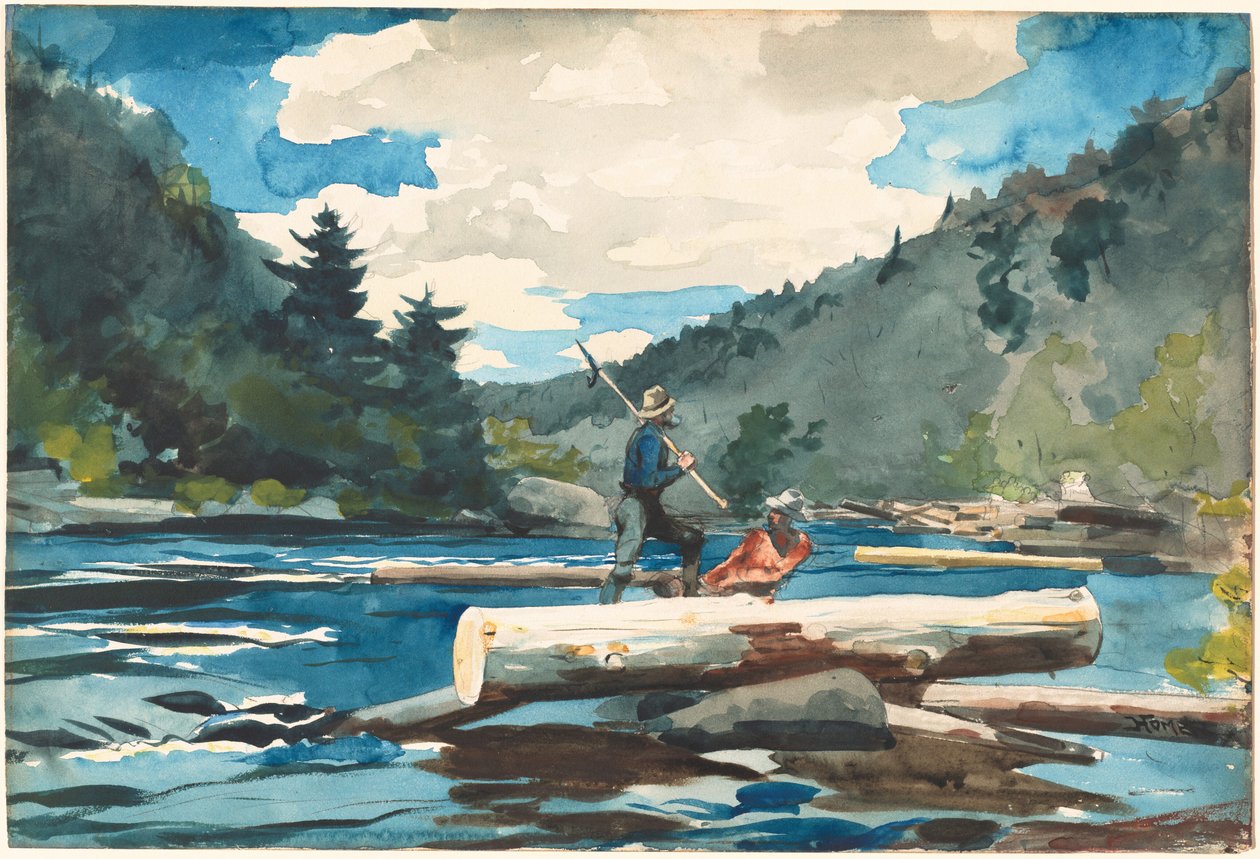 Hudson River, těžba dřeva, 1891-1892. od Winslow Homer