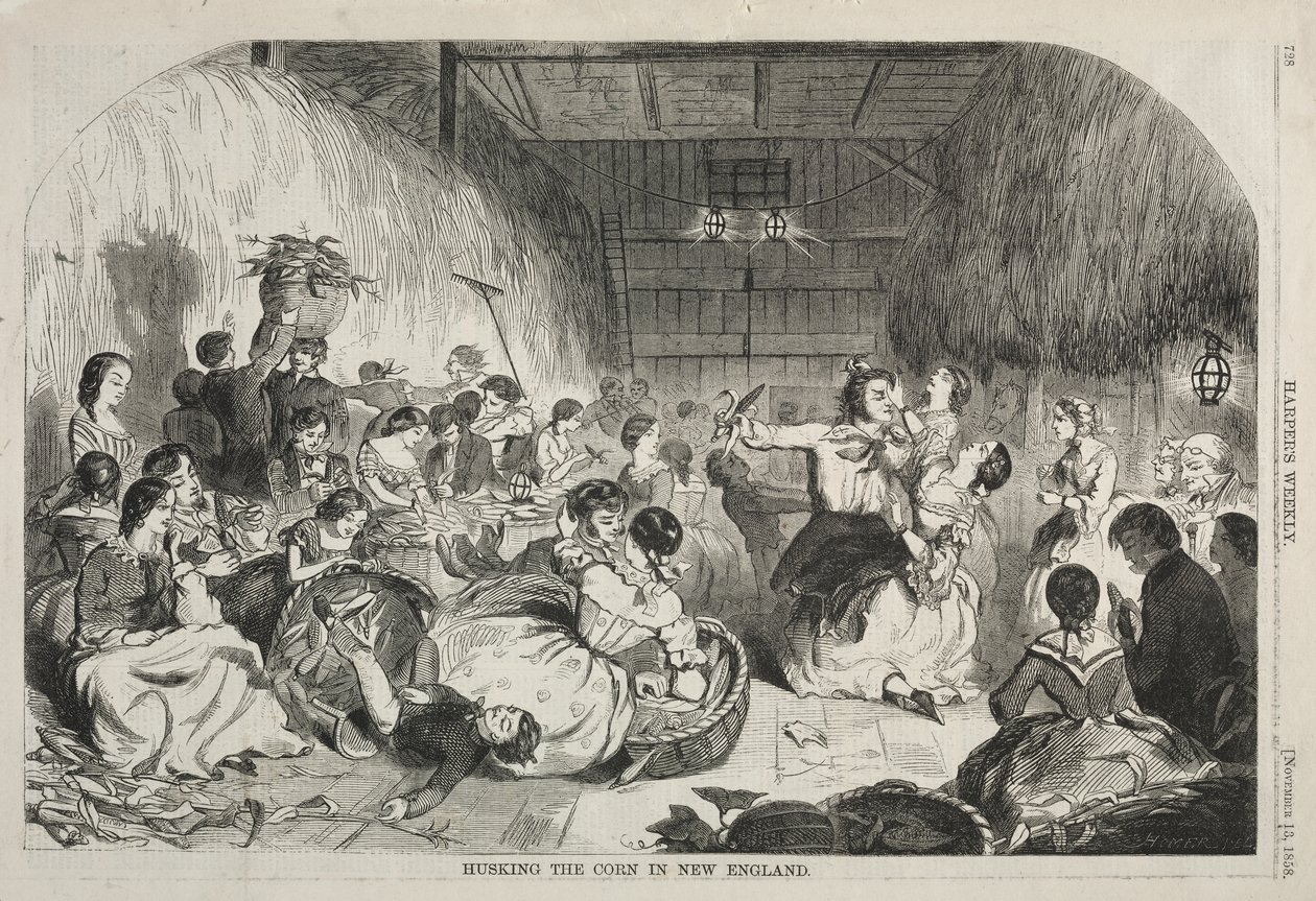 Loupání kukuřice v Nové Anglii od Winslow Homer