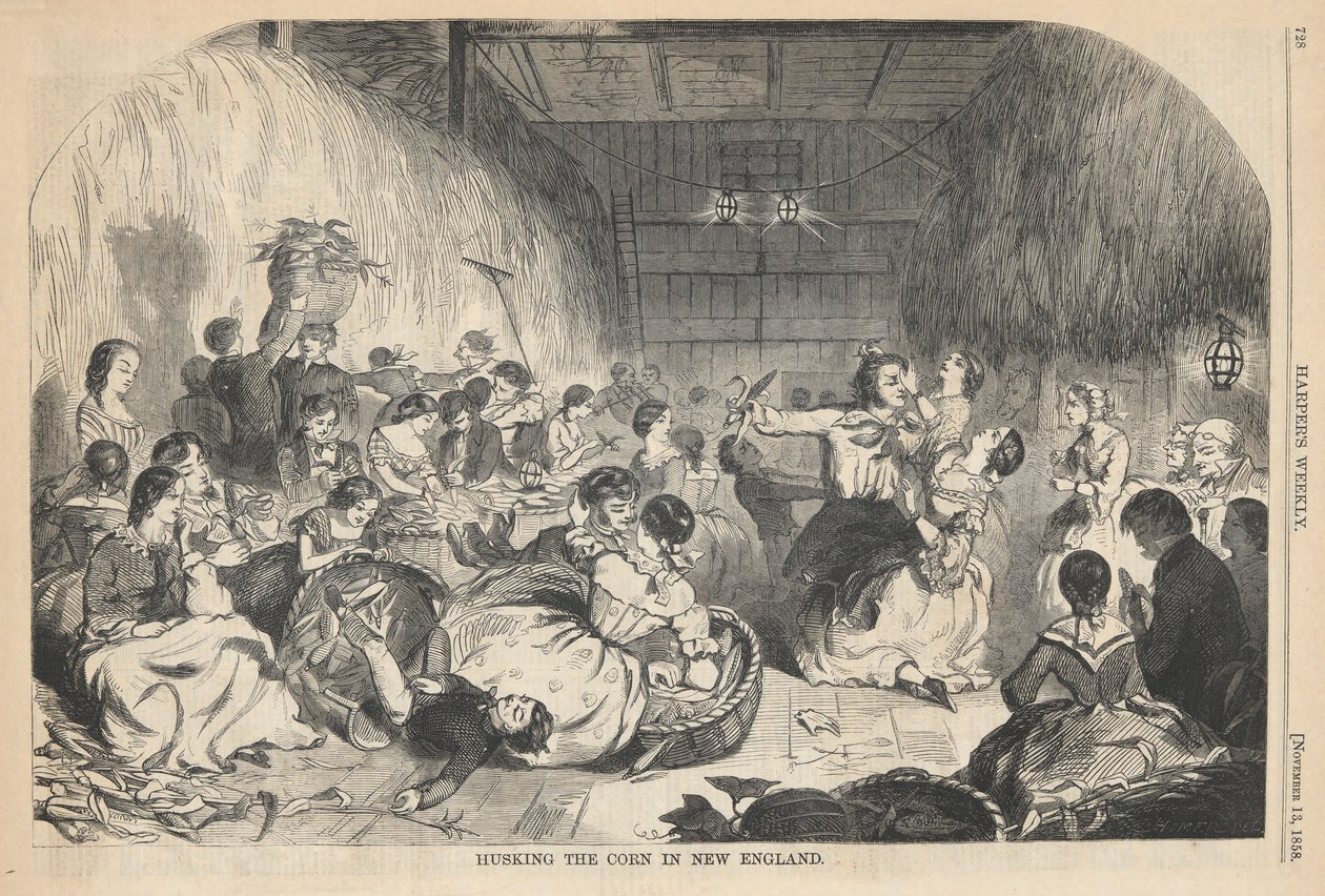 Loupání kukuřice v Nové Anglii, od Harper od Winslow Homer