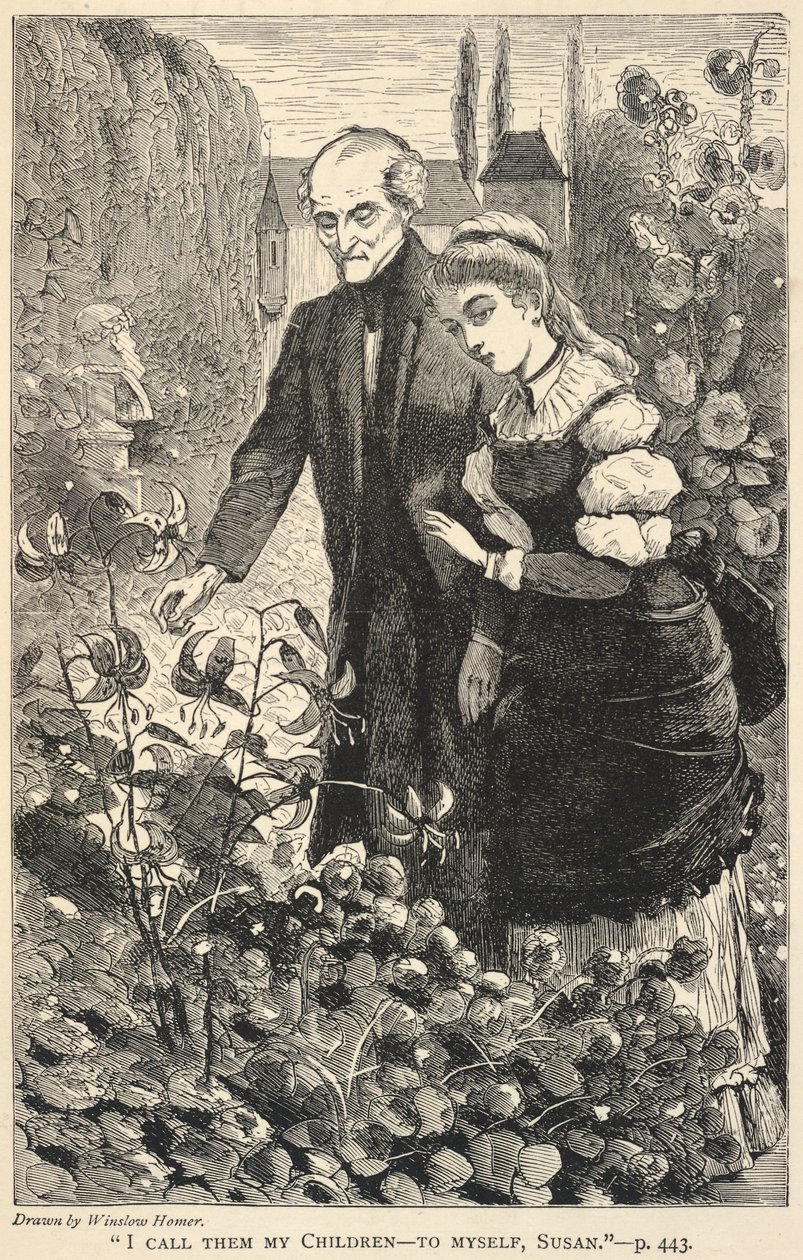 "Nazývám je svými dětmi - pro sebe, Susan.", z časopisu The Galaxy, říjen 1869 od Winslow Homer