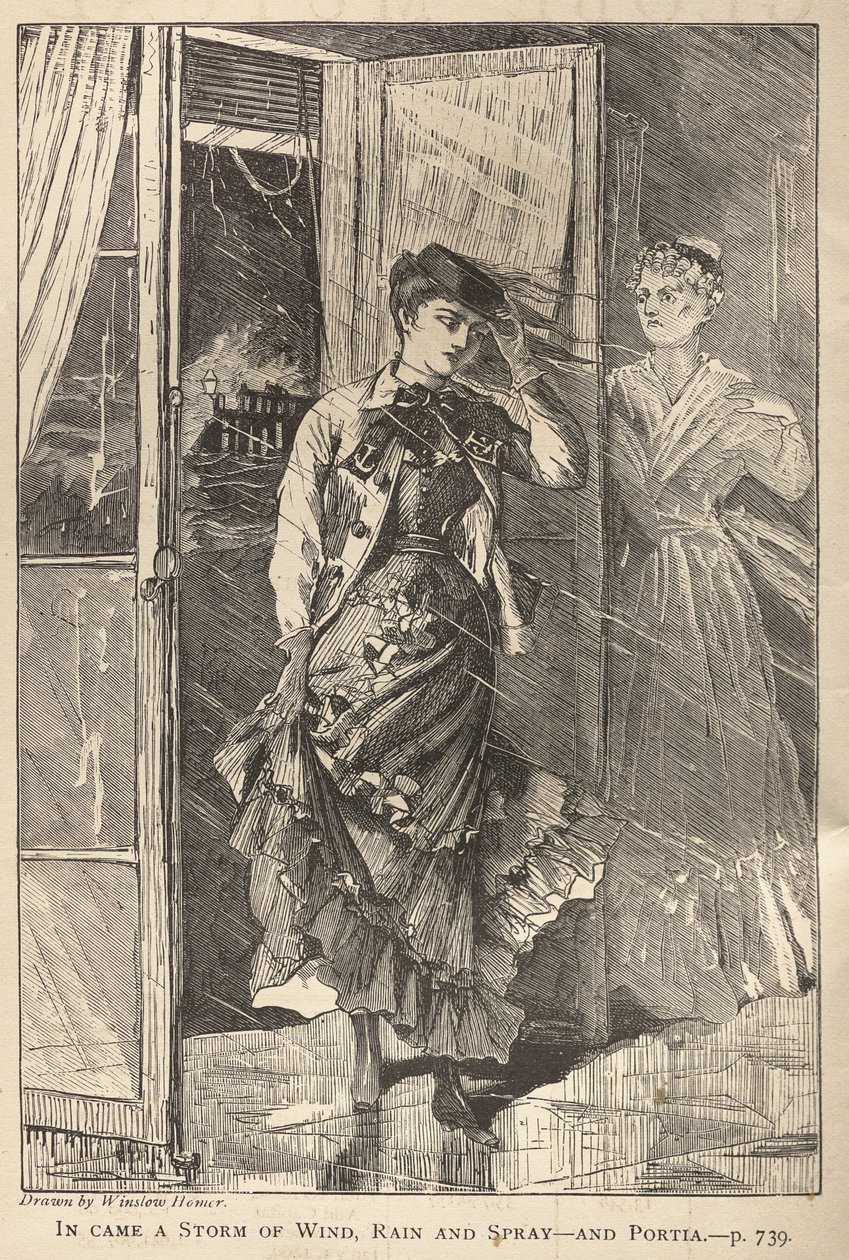 Přišla bouře plná větru, deště a stříkající vody - a Portia od Winslow Homer