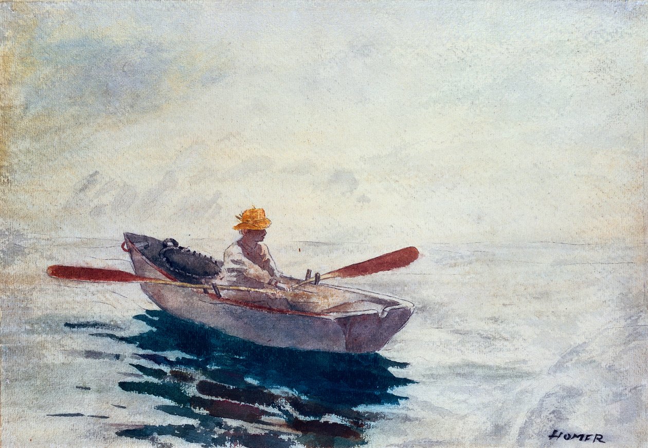Ve člunu (akvarel, tužka a pero na papíře) od Winslow Homer