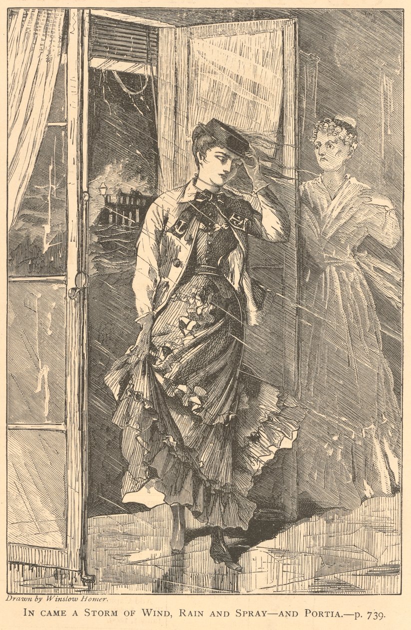 Přišla Bouře větru, deště a spreje – a Portia., z Galaxie, prosinec 1869 od Winslow Homer