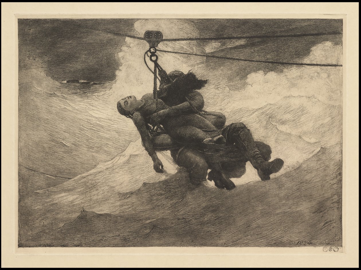 Life Line, 1884, pravděpodobně vytištěno kolem roku 1940 od Winslow Homer