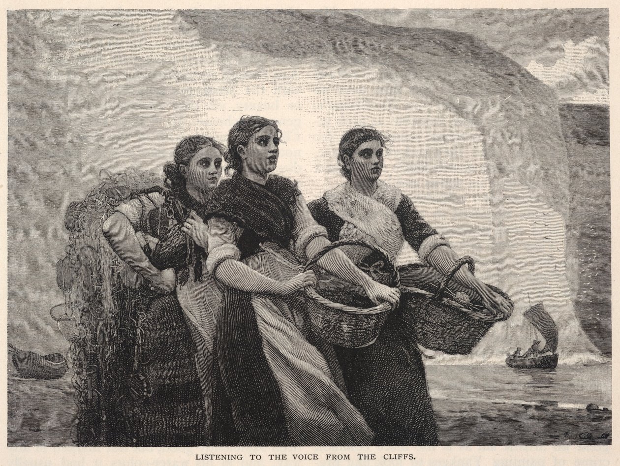 Naslouchání hlasu z útesů, z časopisu The Century, listopad 1883 od Winslow Homer