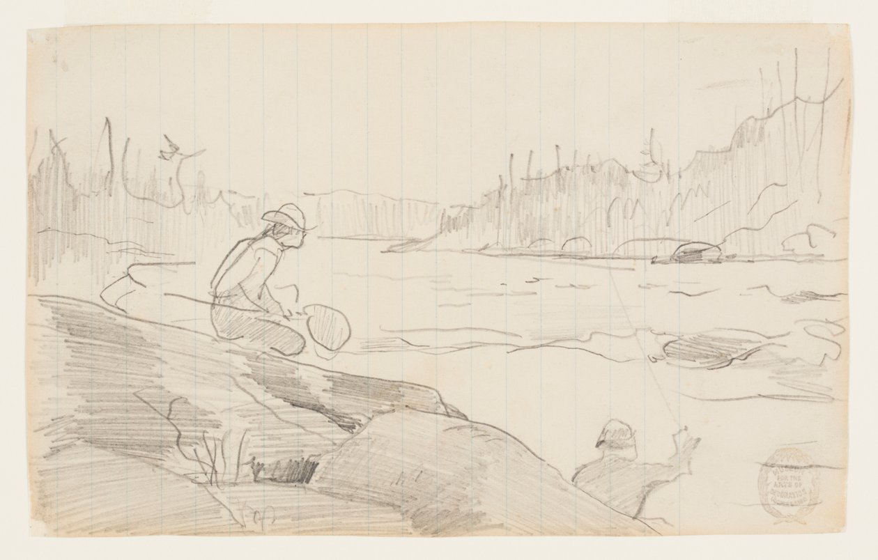 Muži loví s prutem a sítí od Winslow Homer