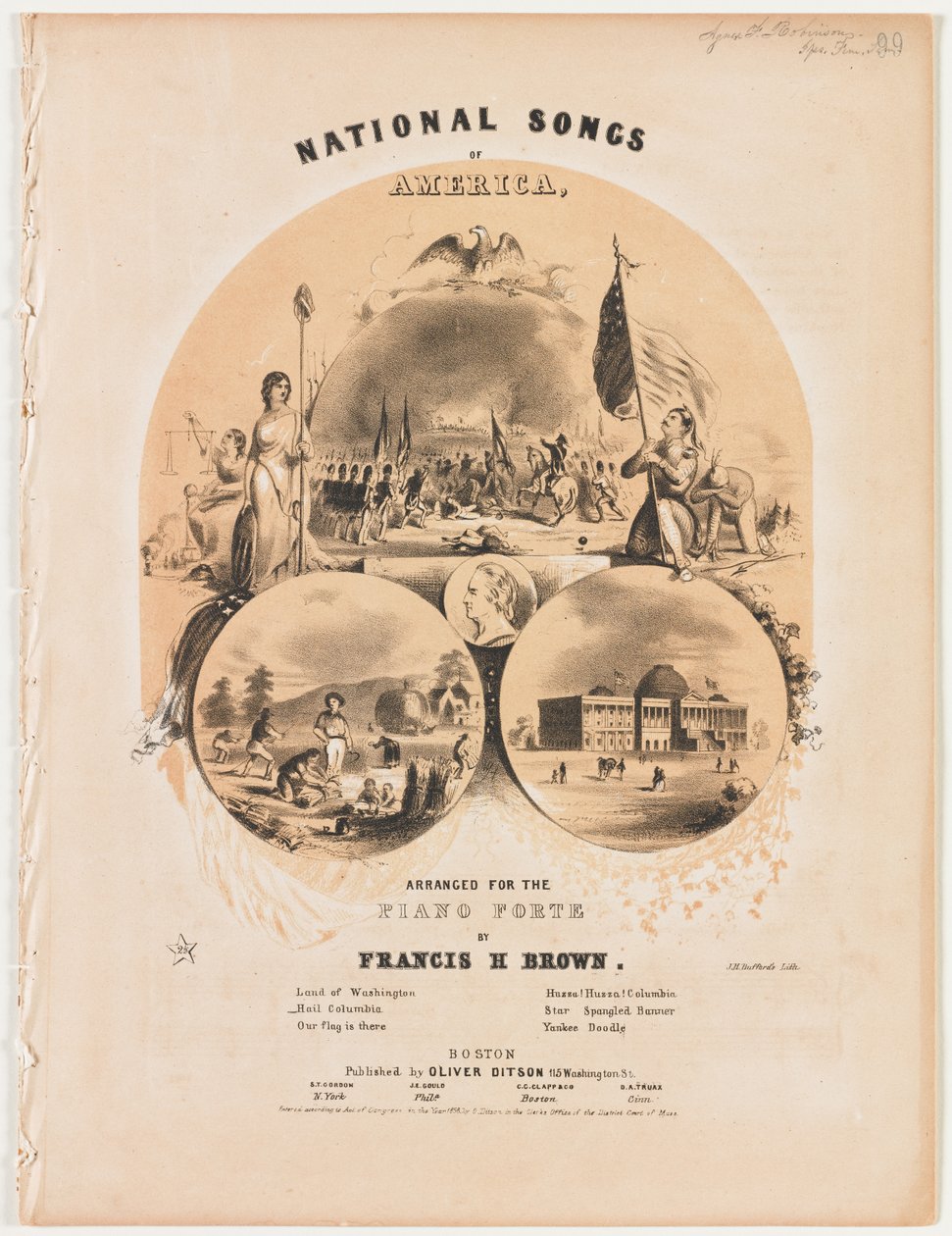 National Songs of America [Pětistránková píseň prostěradlo] od Winslow Homer